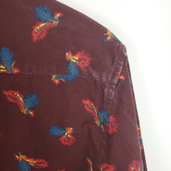 Obey Propaganda Long Sleeve Feather Print Button Down Shirt - Picture 8 of 12